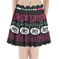  I Love You My Valentine / Our Two Hearts Pattern (black) Pleated Mini Skirt by FashionFling