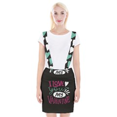  I Love You My Valentine / Our Two Hearts Pattern (black) Suspender Skirt by FashionFling