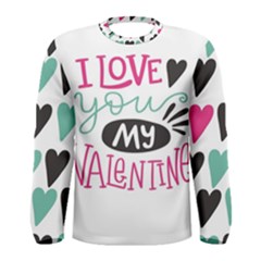 I Love You My Valentine / Our Two Hearts Pattern (white) Men s Long Sleeve Tee by FashionFling