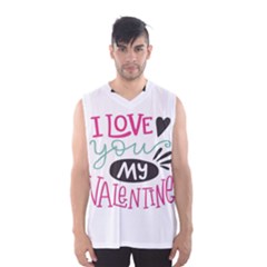 I Love You My Valentine / Our Two Hearts Pattern (white) Men s Basketball Tank Top by FashionFling