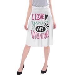 I Love You My Valentine / Our Two Hearts Pattern (white) Midi Beach Skirt