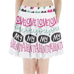 I Love You My Valentine / Our Two Hearts Pattern (white) Pleated Mini Skirt by FashionFling