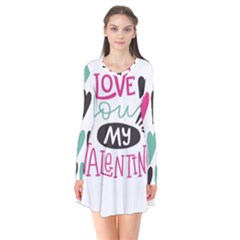 I Love You My Valentine / Our Two Hearts Pattern (white) Flare Dress