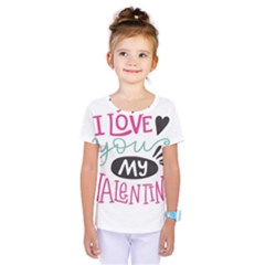 I Love You My Valentine / Our Two Hearts Pattern (white) Kids  One Piece Tee