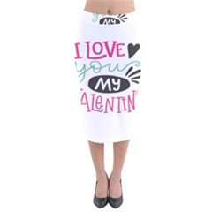 I Love You My Valentine / Our Two Hearts Pattern (white) Velvet Midi Pencil Skirt by FashionFling