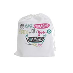 My Every Moment Spent With You Is Diamond To Me / Diamonds Hearts Lips Pattern (white) Drawstring Pouches (large)  by FashionFling