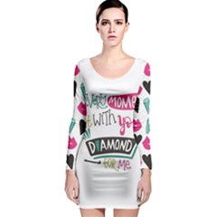 My Every Moment Spent With You Is Diamond To Me / Diamonds Hearts Lips Pattern (white) Long Sleeve Bodycon Dress by FashionFling