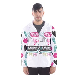 My Every Moment Spent With You Is Diamond To Me / Diamonds Hearts Lips Pattern (white) Hooded Wind Breaker (men)