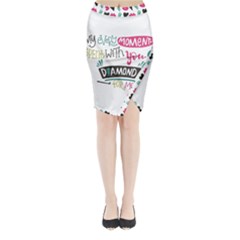 My Every Moment Spent With You Is Diamond To Me / Diamonds Hearts Lips Pattern (white) Midi Wrap Pencil Skirt by FashionFling