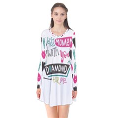 My Every Moment Spent With You Is Diamond To Me / Diamonds Hearts Lips Pattern (white) Flare Dress