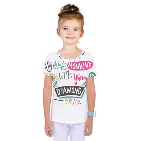 My Every Moment Spent With You Is Diamond To Me / Diamonds Hearts Lips Pattern (white) Kids  One Piece Tee by FashionFling