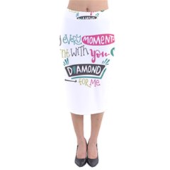 My Every Moment Spent With You Is Diamond To Me / Diamonds Hearts Lips Pattern (white) Velvet Midi Pencil Skirt