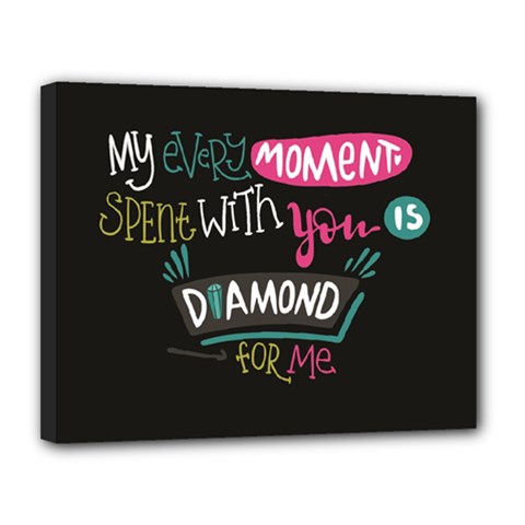 My Every Moment Spent With You Is Diamond To Me / Diamonds Hearts Lips Pattern (black) Canvas 14  X 11 