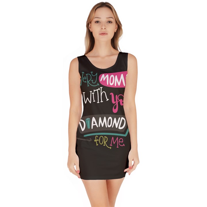 My Every Moment Spent With You Is Diamond To Me / Diamonds Hearts Lips Pattern (black) Sleeveless Bodycon Dress