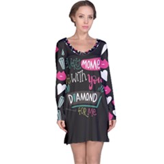 My Every Moment Spent With You Is Diamond To Me / Diamonds Hearts Lips Pattern (black) Long Sleeve Nightdress by FashionFling