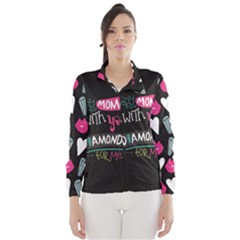 My Every Moment Spent With You Is Diamond To Me / Diamonds Hearts Lips Pattern (black) Wind Breaker (women)