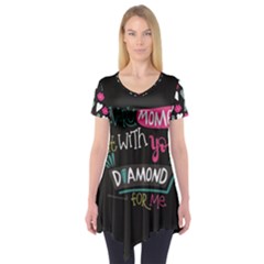 My Every Moment Spent With You Is Diamond To Me / Diamonds Hearts Lips Pattern (black) Short Sleeve Tunic  by FashionFling