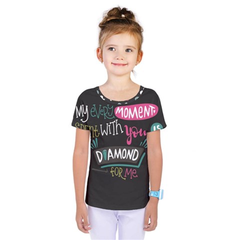 My Every Moment Spent With You Is Diamond To Me / Diamonds Hearts Lips Pattern (black) Kids  One Piece Tee by FashionFling