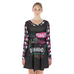 My Every Moment Spent With You Is Diamond To Me / Diamonds Hearts Lips Pattern (black) Long Sleeve Velvet V-neck Dress