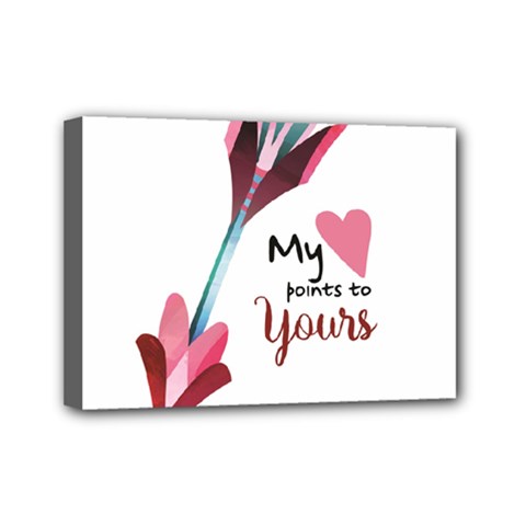 My Heart Points To Yours / Pink And Blue Cupid s Arrows (white) Mini Canvas 7  X 5  by FashionFling