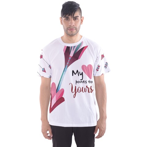 My Heart Points To Yours / Pink And Blue Cupid s Arrows (white) Men s Sport Mesh Tee by FashionFling