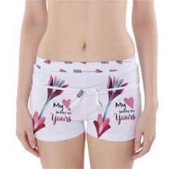 My Heart Points To Yours / Pink And Blue Cupid s Arrows (white) Boyleg Bikini Wrap Bottoms by FashionFling