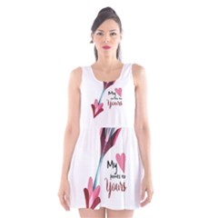 My Heart Points To Yours / Pink And Blue Cupid s Arrows (white) Scoop Neck Skater Dress by FashionFling