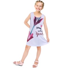 My Heart Points To Yours / Pink And Blue Cupid s Arrows (white) Kids  Tunic Dress