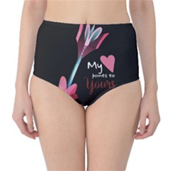 My Heart Points To Yours / Pink And Blue Cupid s Arrows (black) High-waist Bikini Bottoms by FashionFling