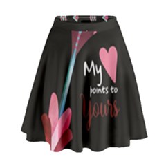 My Heart Points To Yours / Pink And Blue Cupid s Arrows (black) High Waist Skirt by FashionFling