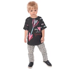 My Heart Points To Yours / Pink And Blue Cupid s Arrows (black) Kids  Raglan Tee