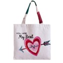 You Are My Beat / Pink And Teal Hearts Pattern (white)  Zipper Grocery Tote Bag View1