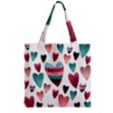 You Are My Beat / Pink And Teal Hearts Pattern (white)  Zipper Grocery Tote Bag View2