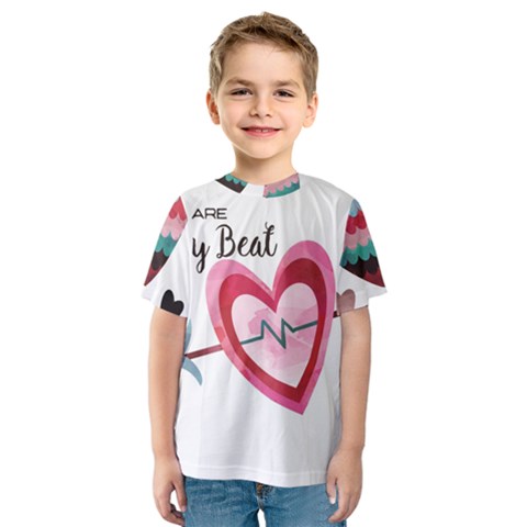 You Are My Beat / Pink And Teal Hearts Pattern (white)  Kids  Sport Mesh Tee by FashionFling