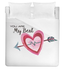 You Are My Beat / Pink And Teal Hearts Pattern (white)  Duvet Cover (queen Size)