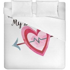 You Are My Beat / Pink And Teal Hearts Pattern (white)  Duvet Cover (king Size)