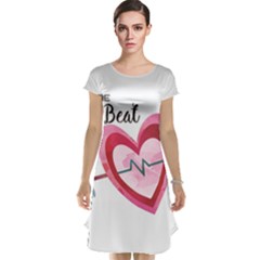 You Are My Beat / Pink And Teal Hearts Pattern (white)  Cap Sleeve Nightdress