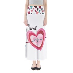 You Are My Beat / Pink And Teal Hearts Pattern (white)  Maxi Skirts