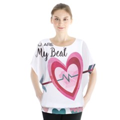 You Are My Beat / Pink And Teal Hearts Pattern (white)  Blouse