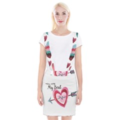 You Are My Beat / Pink And Teal Hearts Pattern (white)  Suspender Skirt by FashionFling