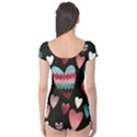 You Are My Beat / Pink And Teal Hearts Pattern (black)  Boyleg Leotard  View2