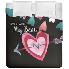 You Are My Beat / Pink And Teal Hearts Pattern (black)  Duvet Cover Double Side (california King Size)