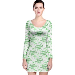 Saint Patrick Motif Pattern Long Sleeve Velvet Bodycon Dress by dflcprintsclothing