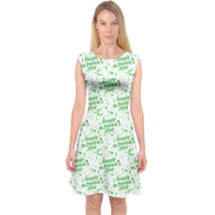 Saint Patrick Motif Pattern Capsleeve Midi Dress