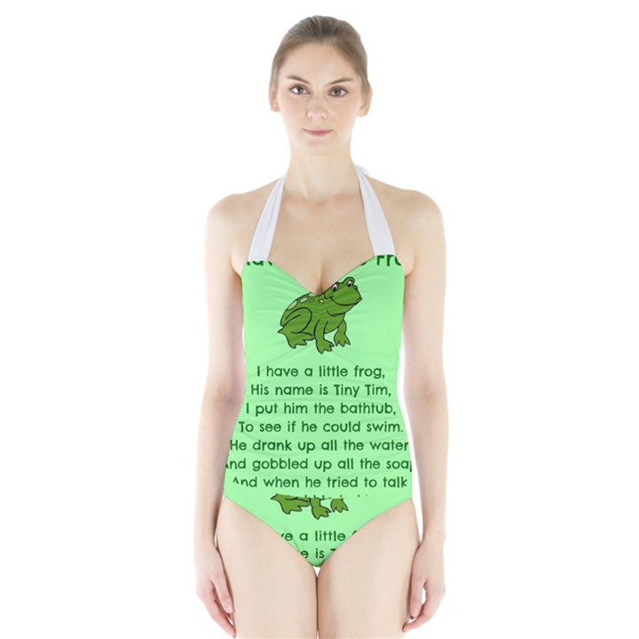 Little Frog Poem Halter Swimsuit