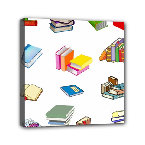 Bookworm Pattern Mini Canvas 6  X 6  by athenastemple