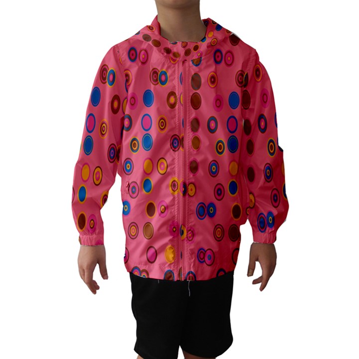 Circles Abstract Circle Colors Hooded Wind Breaker (Kids)