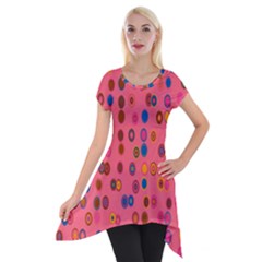 Circles Abstract Circle Colors Short Sleeve Side Drop Tunic