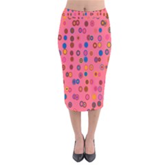 Circles Abstract Circle Colors Velvet Midi Pencil Skirt