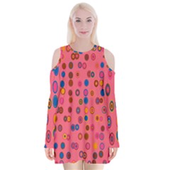 Circles Abstract Circle Colors Velvet Long Sleeve Shoulder Cutout Dress by Nexatart